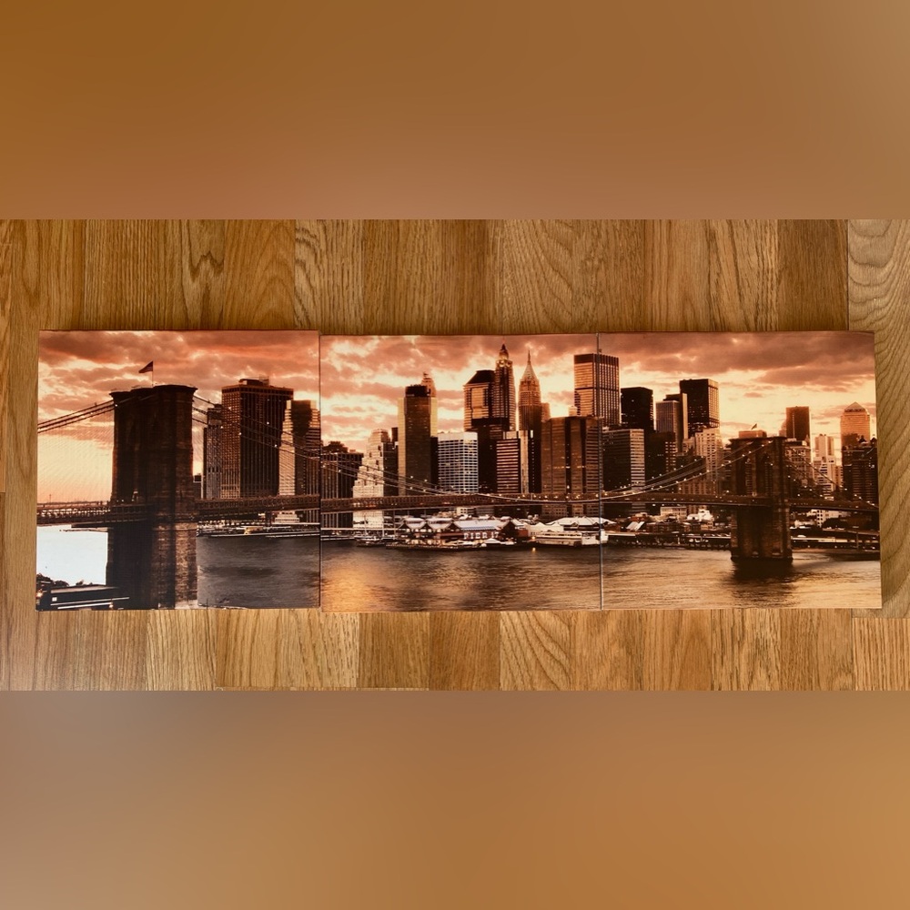 Brooklyn Bridge Pier 17 Painting Canvas Home Decor Set of 3 Panels